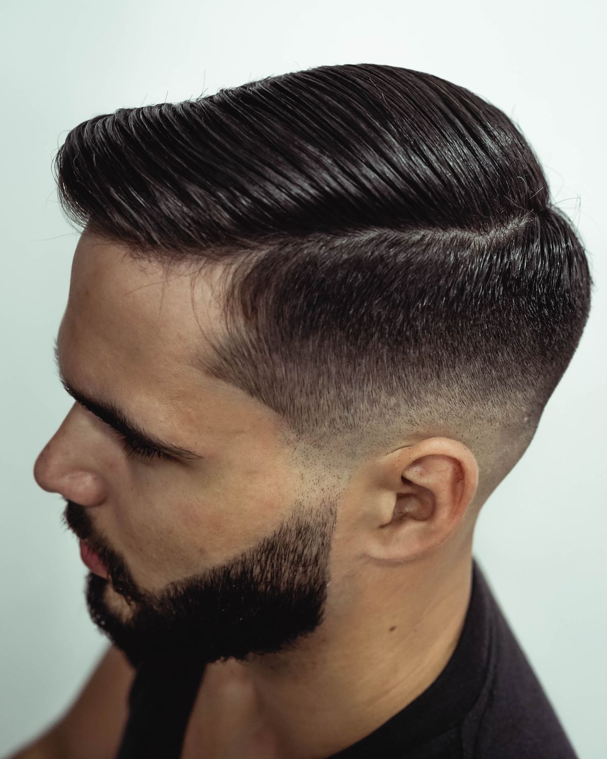 A finished cut and sculpted beard, close up