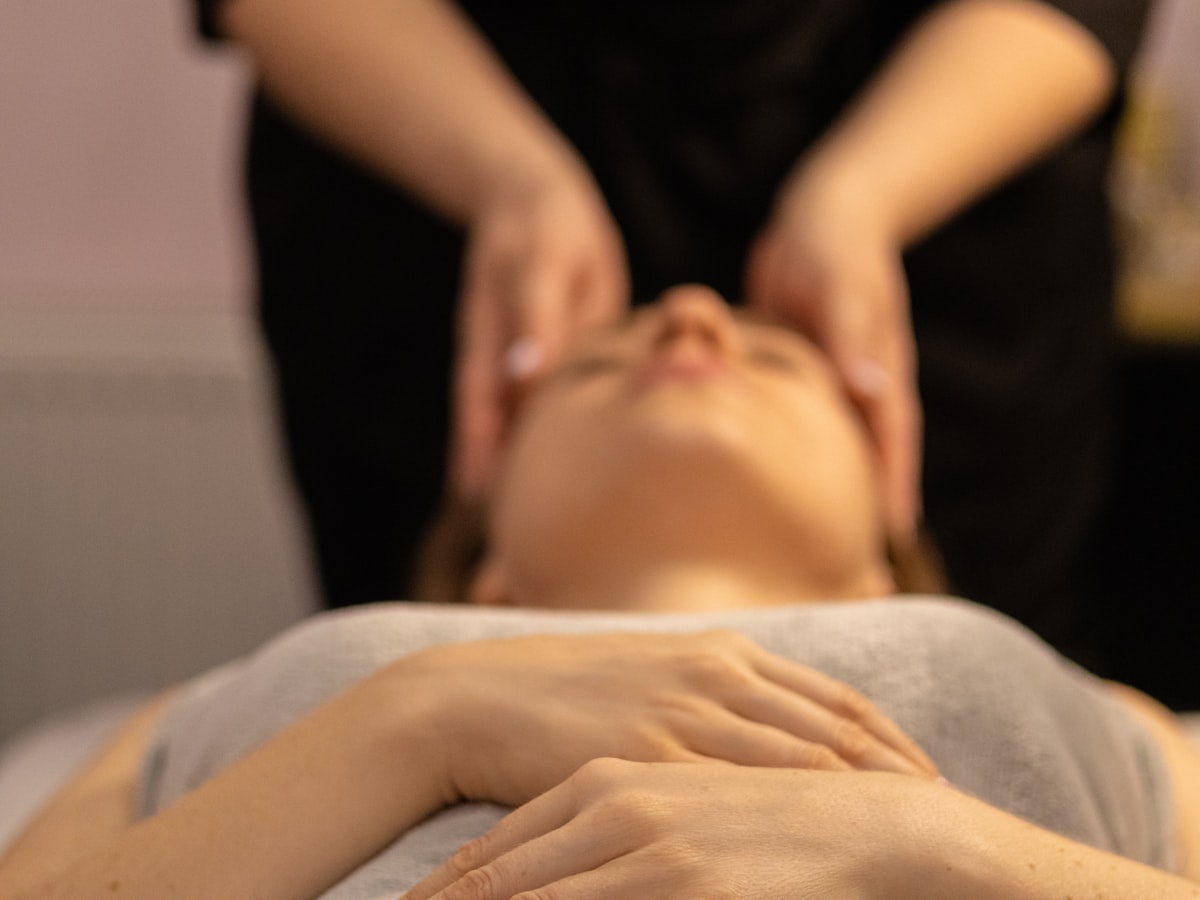 A facial treatment performed in a private suite